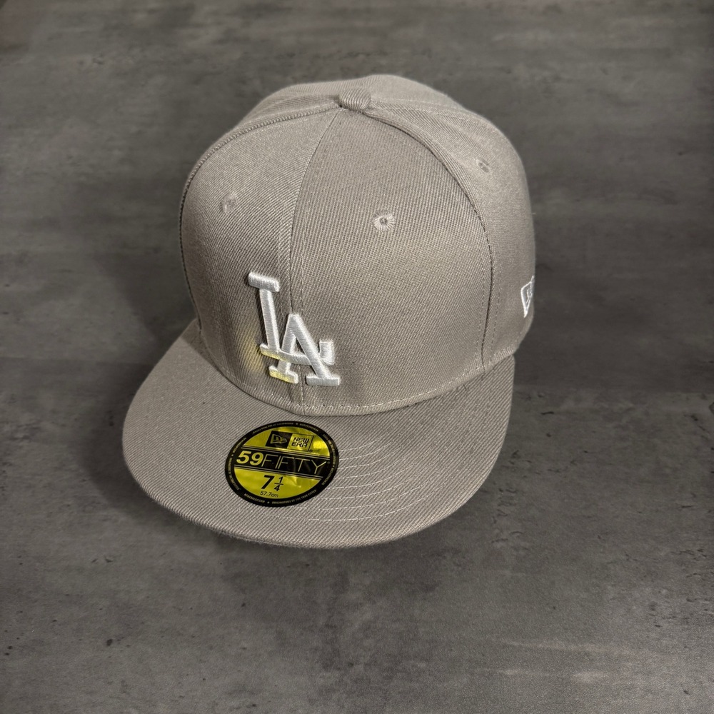 New Era Los Angeles Dodgers Hat 7 1/4 Grey Fitted Cooperstown Baseball 59FIFTY